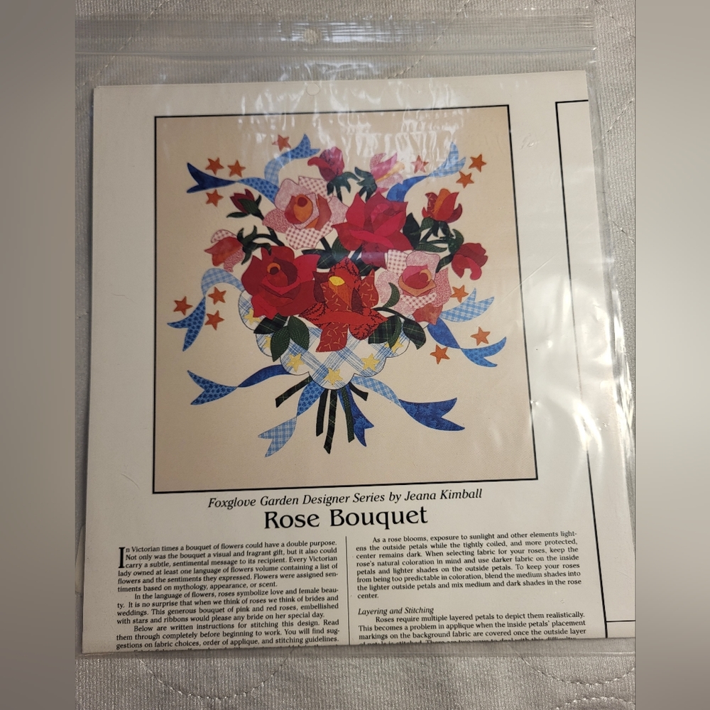Rose bouquet quilt project pattern kit/ appliqué